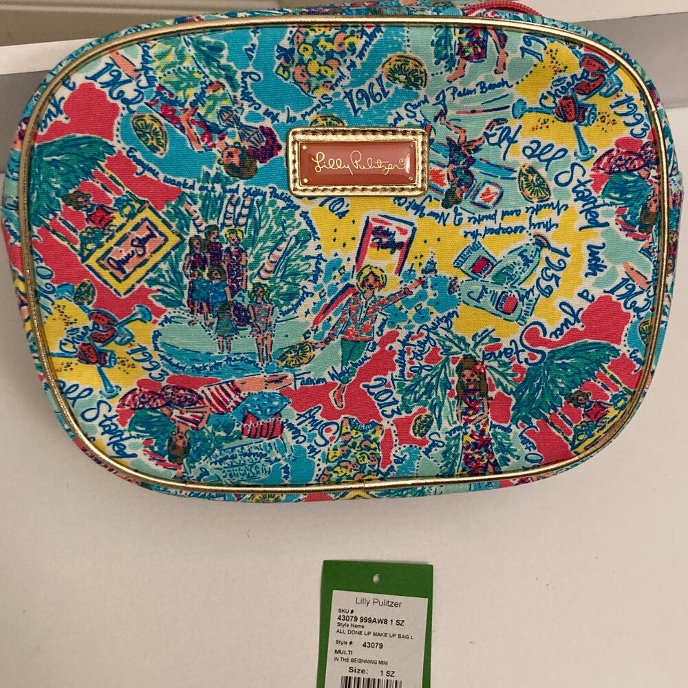 Lilly Pulitzer All Done Up Makeup Bag Large Multi In The Beginning New
